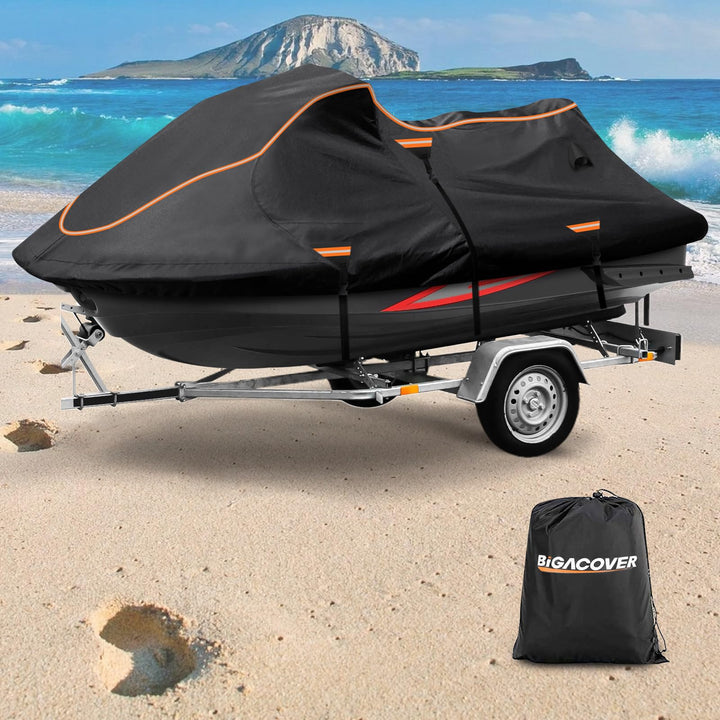 BIGACOVER front view of cover fitted on jet ski showing full protection and neat fit