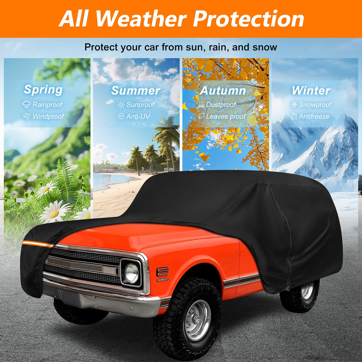 BIGACOVER covered K5 Blazer parked outdoors demonstrating all-season protection