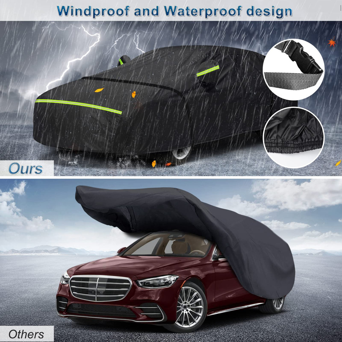 BIGACOVER fabric layers close-up showing waterproof coating and soft inner benefit