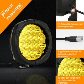 BIGLION.X mounted on pickup demonstrating long-range amber beam for safer night driving