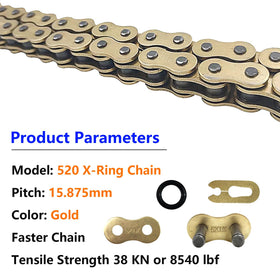 BIGLKNM 520 chain installed on motorcycle illustrating quiet smooth operation benefit