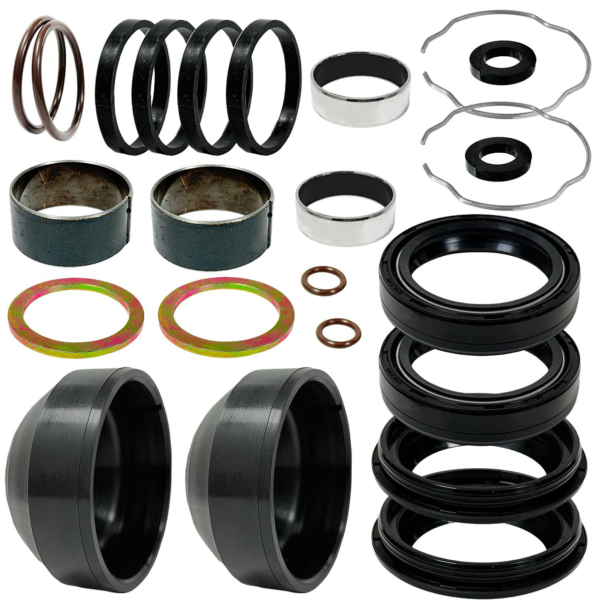 BIGLKNM kit packaging showing complete fork rebuild parts and easy fit confirmation