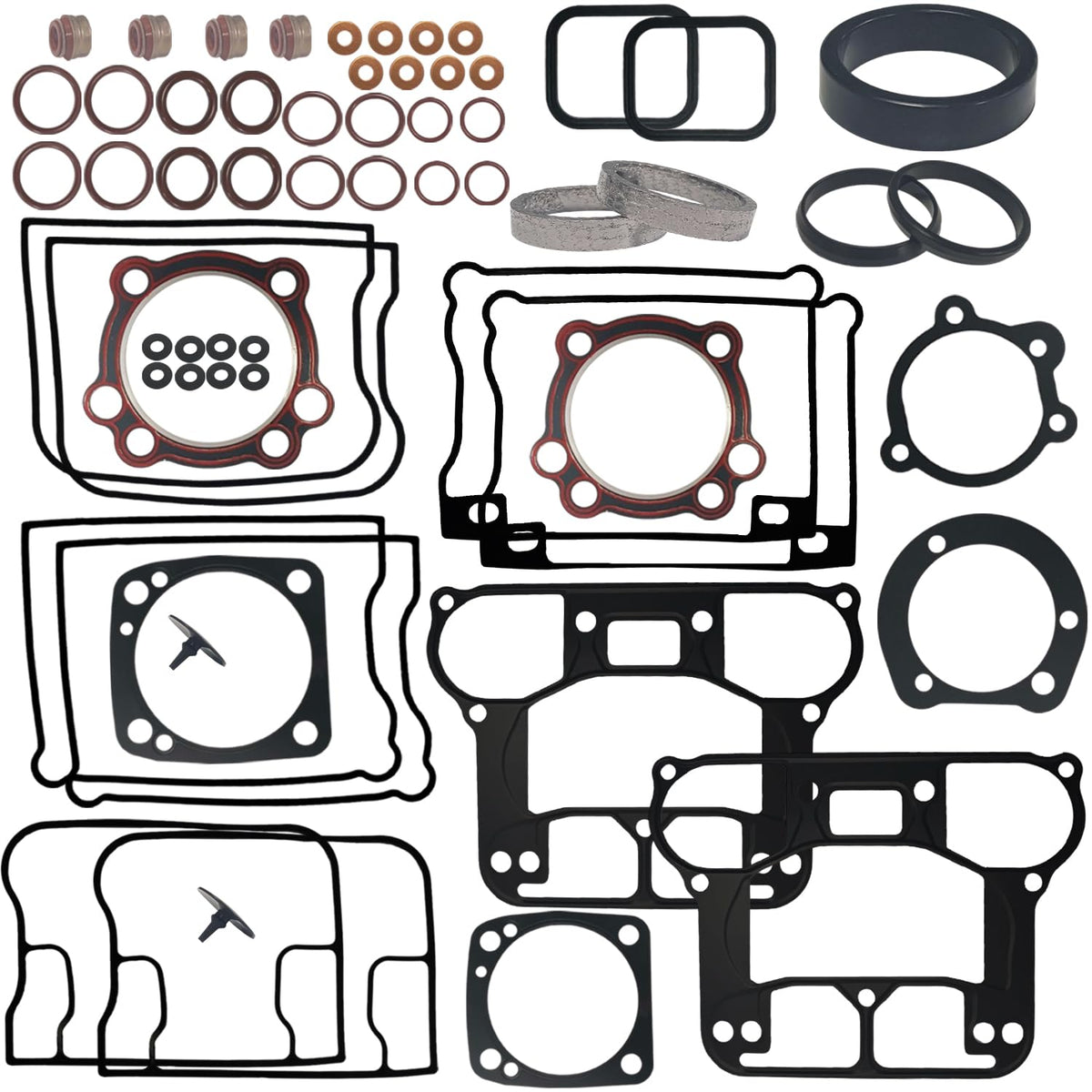 BIGLKNM front packaging showing full top end gasket kit and clear contents benefit