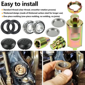 BIGLKNM lock-nut tool held in hand demonstrating secure engagement and easier torque control