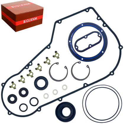 BIGLKNM front view of full primary gasket kit showing parts and fitment benefit