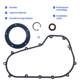 BIGLKNM primary gasket installed on Harley primary case demonstrating proper alignment