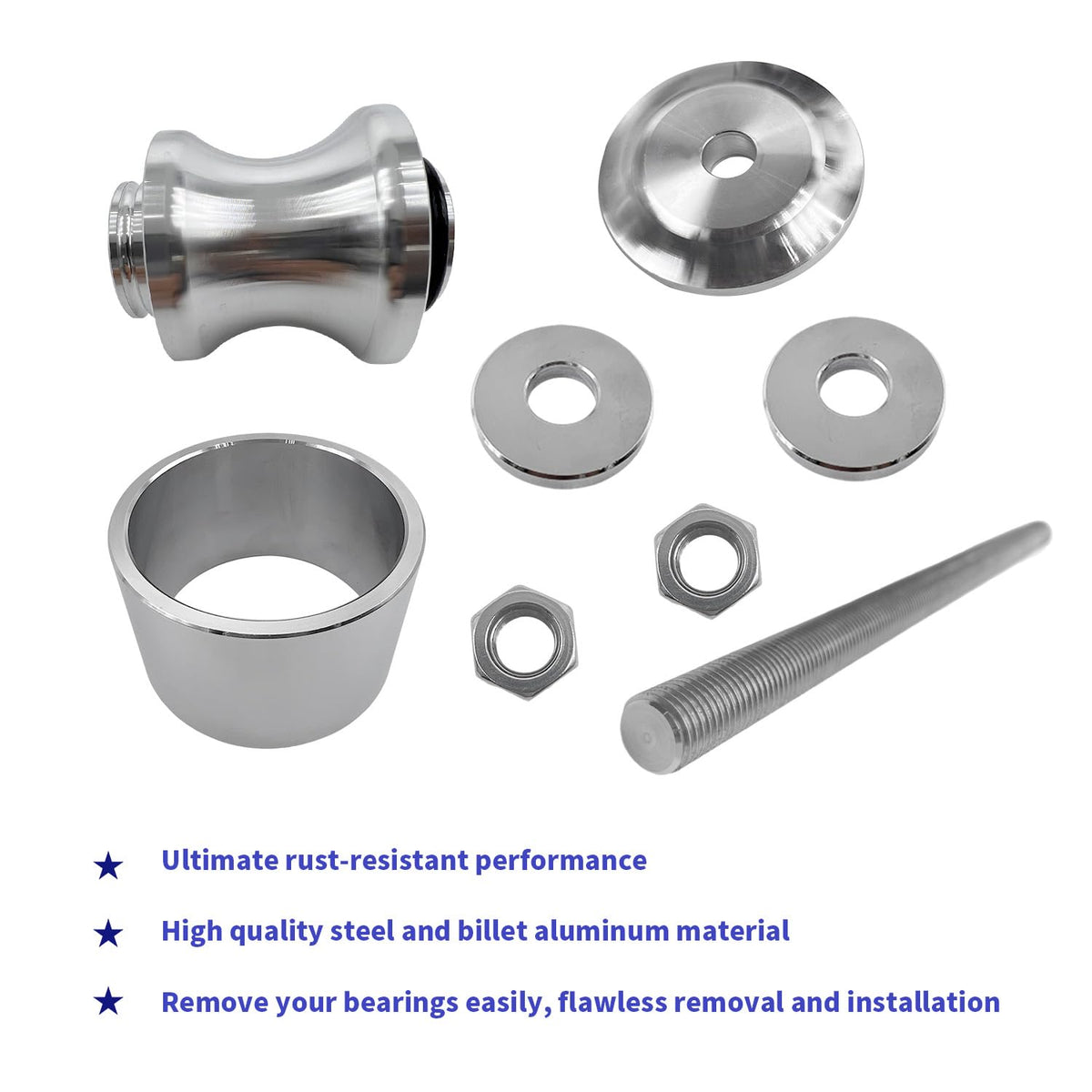 BIGLKNM stainless bushing and flat pads demonstrating hub protection