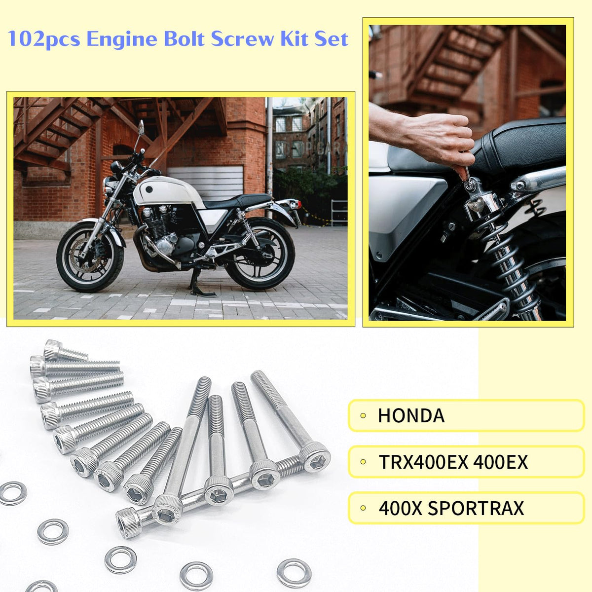 BIGLKNM bolts being fitted to a TRX400EX engine cover demonstrating easy installation