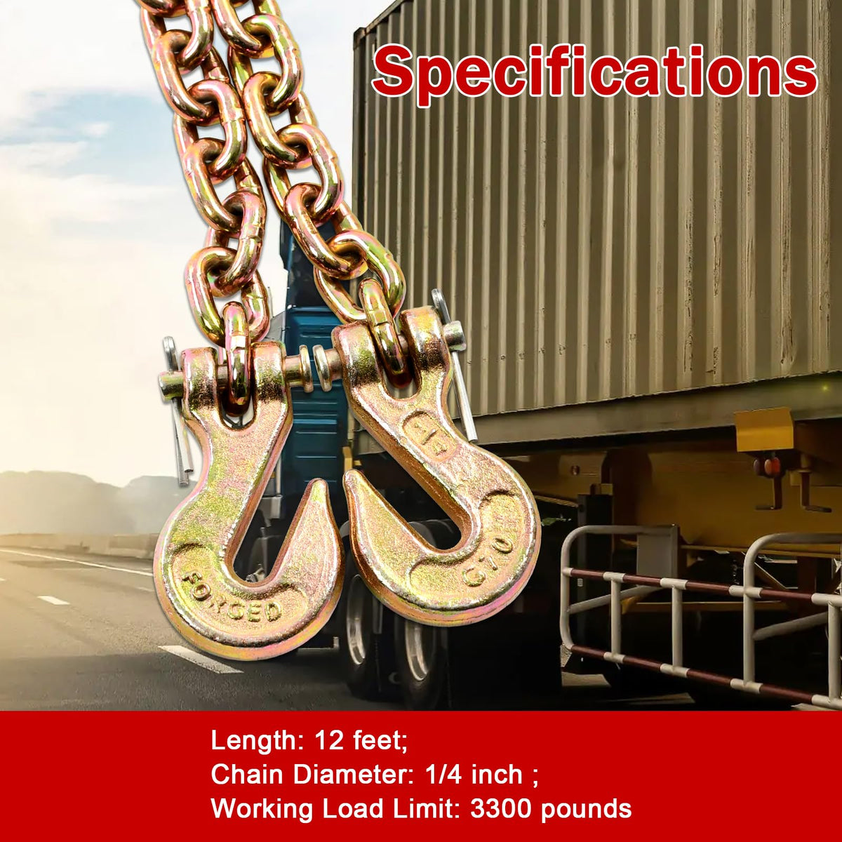 BIGREAT close-up of G80 chain link texture highlighting alloy strength and corrosion resistance