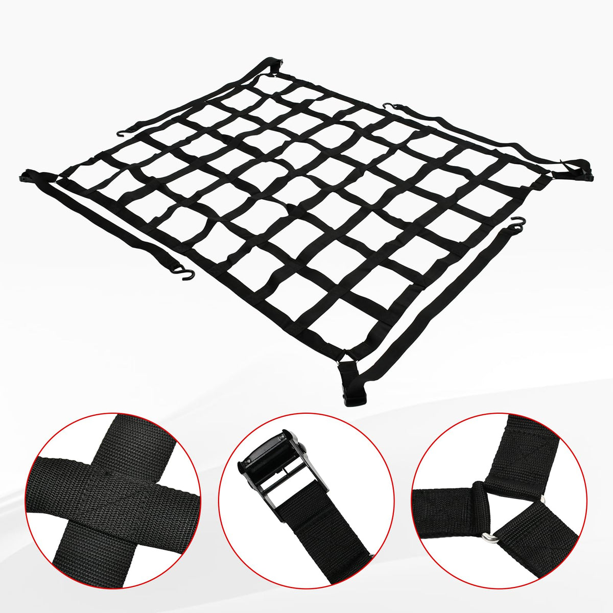 BIGREAT close-up of tight polyester mesh showing secure small-item retention