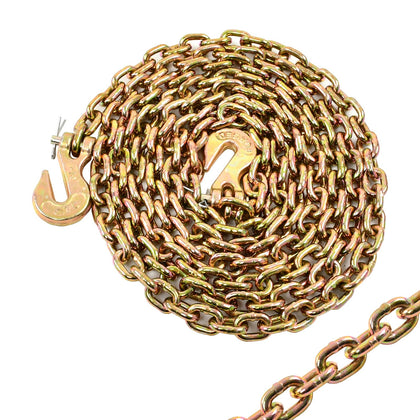 BIGREAT front view of 12ft G80 chain showing hooks and packaging benefits durability