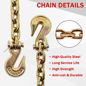BIGREAT full 10ft chain laid out to show reach and flexibility for towing and recovery