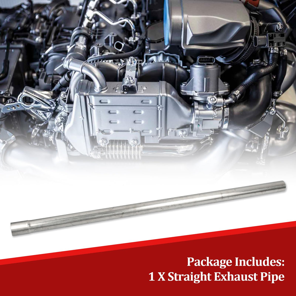 BIGREAT packaged straight exhaust pipe in box ready for shipment showing included single tube and convenience