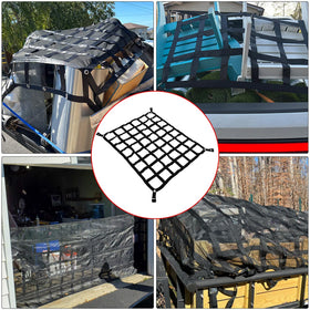 BIGREAT cargo net beside ruler and tools showing accurate 42x50 scale