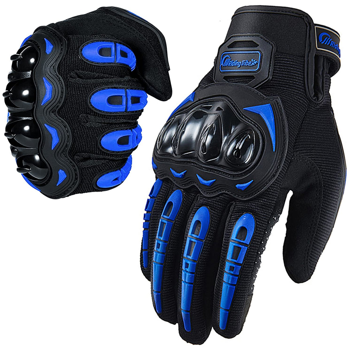 BIHAIZG front view of blue gloves showing design and fit benefit