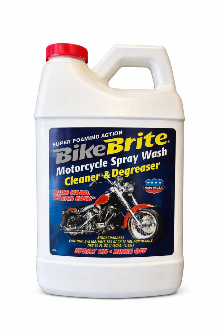 Bike Brite half-gallon bottle front label showing refill benefits and clear usage