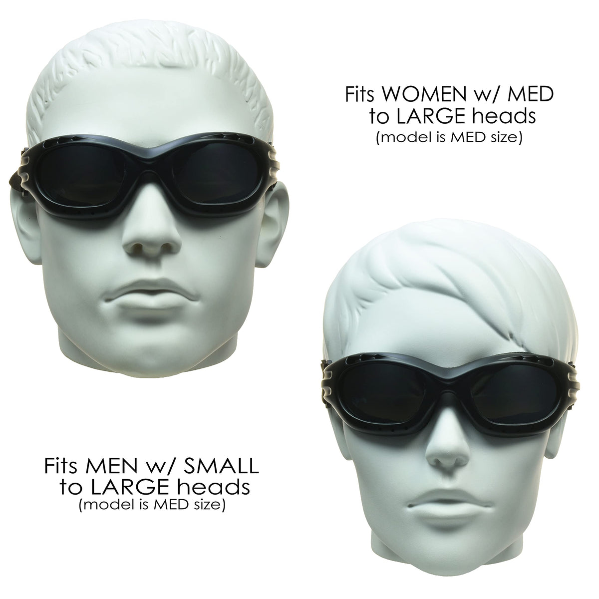 Bikershades adjustable strap detail showing secure fit on bumpy roads