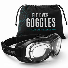 Bikershades front view of goggles showing full coverage and clear protection