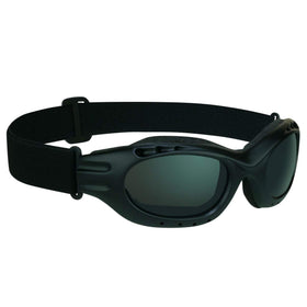 Bikershades front view smoke grey goggles showing full wraparound protection