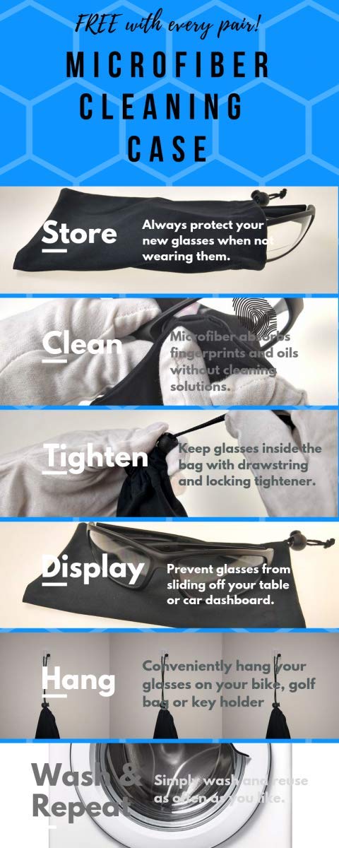 Bikershades microfiber pouch with lenses for safe storage and easy cleaning