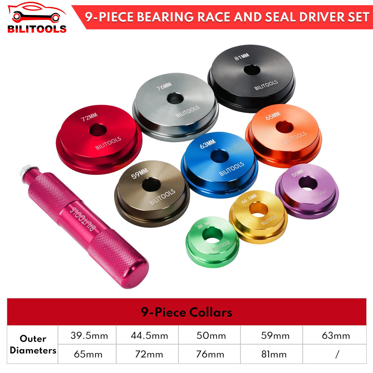 BILITOOLS laser-engraved adapter markings visible for fast size identification