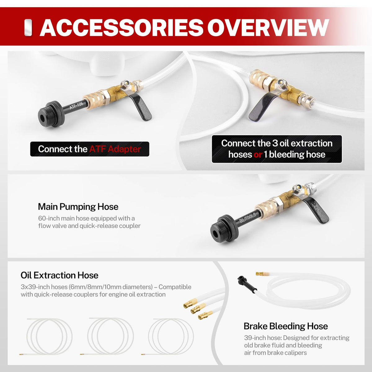 BILITOOLS adapters set laid out demonstrating universal fit for many vehicle makes