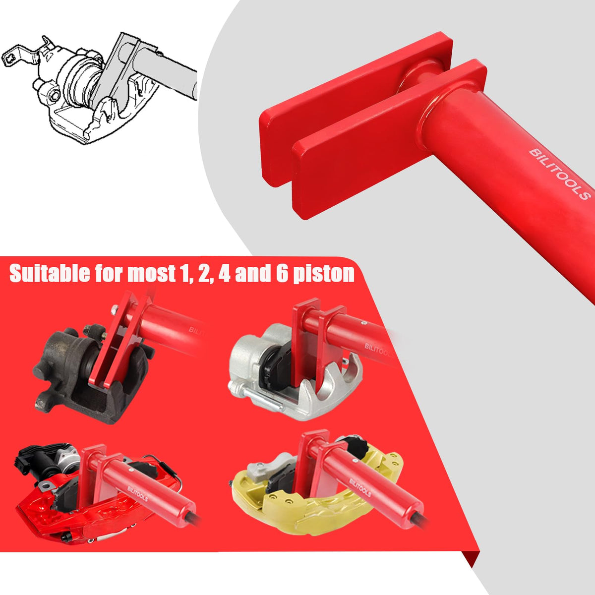 BILITOOLS T-handle detail improving grip and steady piston compression