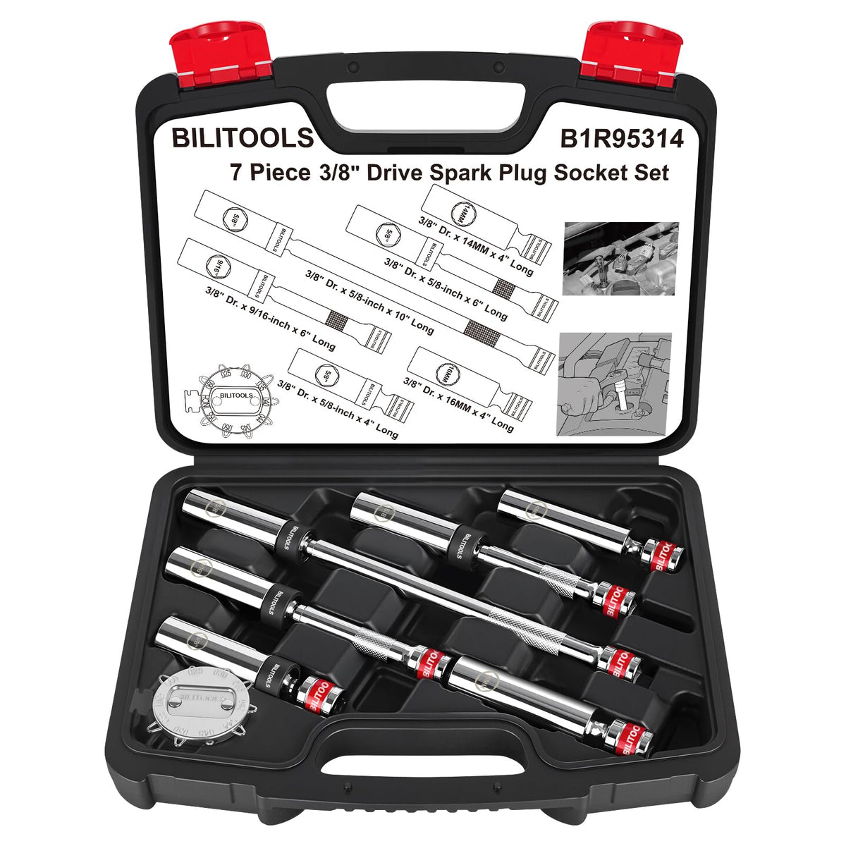 BILITOOLS front view of socket set showing compact case and organized layout for easy transport
