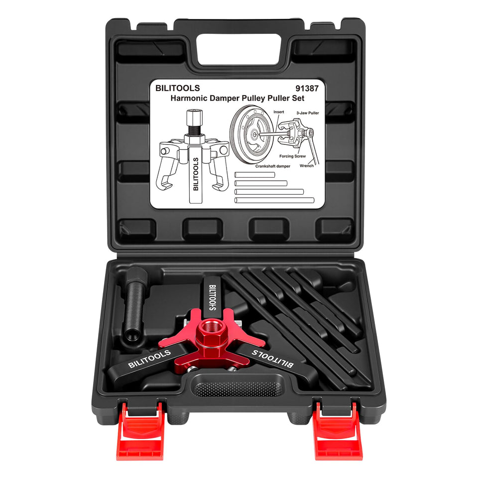 BILITOOLS front view of full puller kit showing complete components and durability