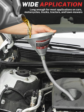 BILITOOLS flexible spout detail bending into tight space to reach awkward fill ports