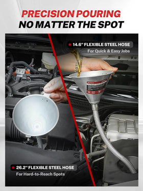 BILITOOLS two hoses side-by-side showing 14.6 and 26.2 inch reach advantage