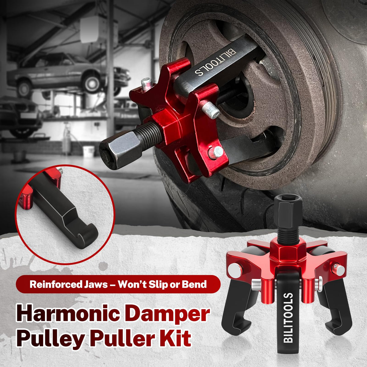 BILITOOLS in use on an engine damper showing easy removal in tight space