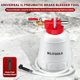 BILITOOLS in a garage while bleeding brakes showing efficient one-person workflow