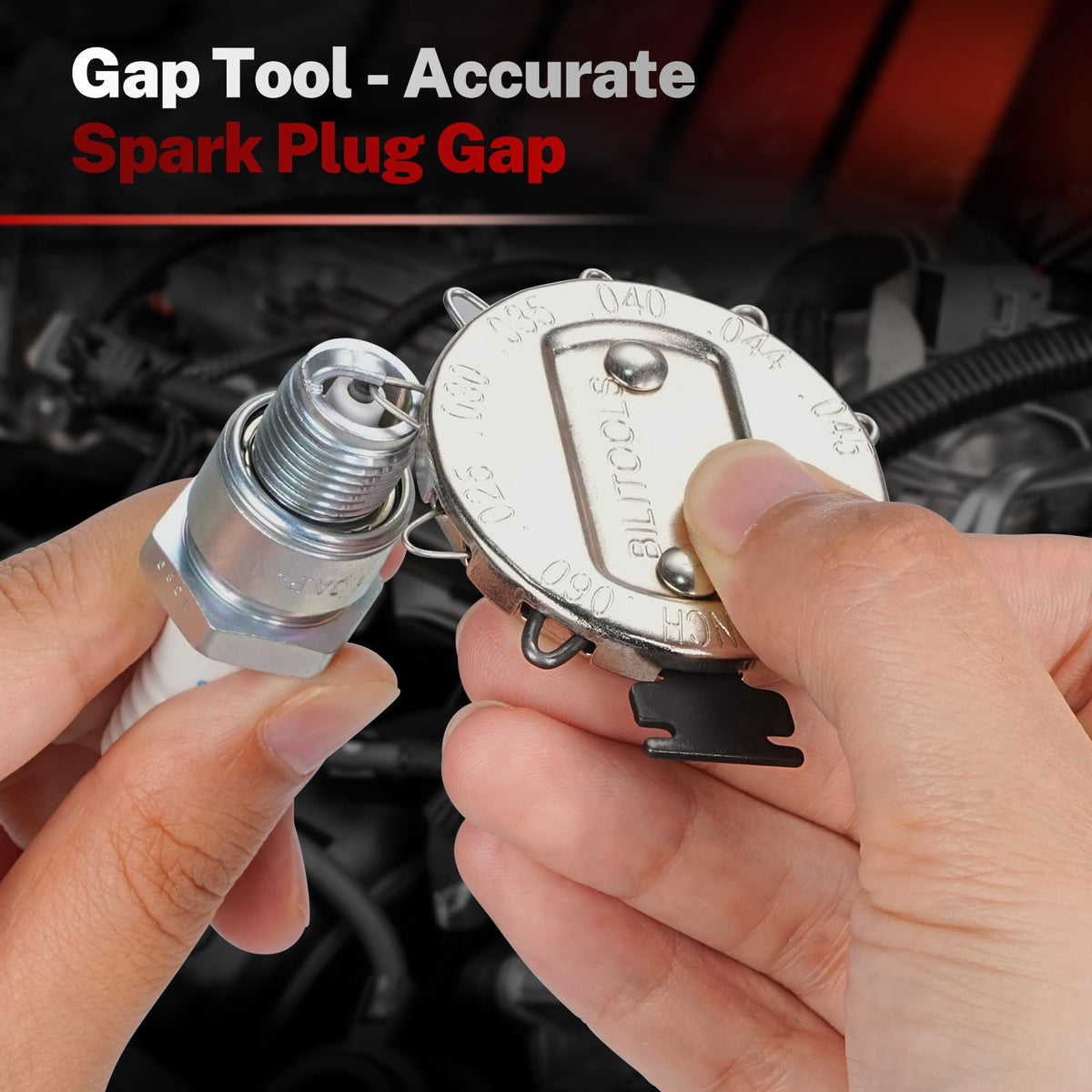 BILITOOLS lifestyle mechanic using kit in engine bay for efficient plug service