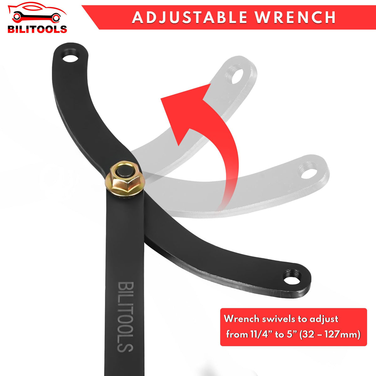 BILITOOLS assorted pin sizes displayed and labeled for quick pulley compatibility selection