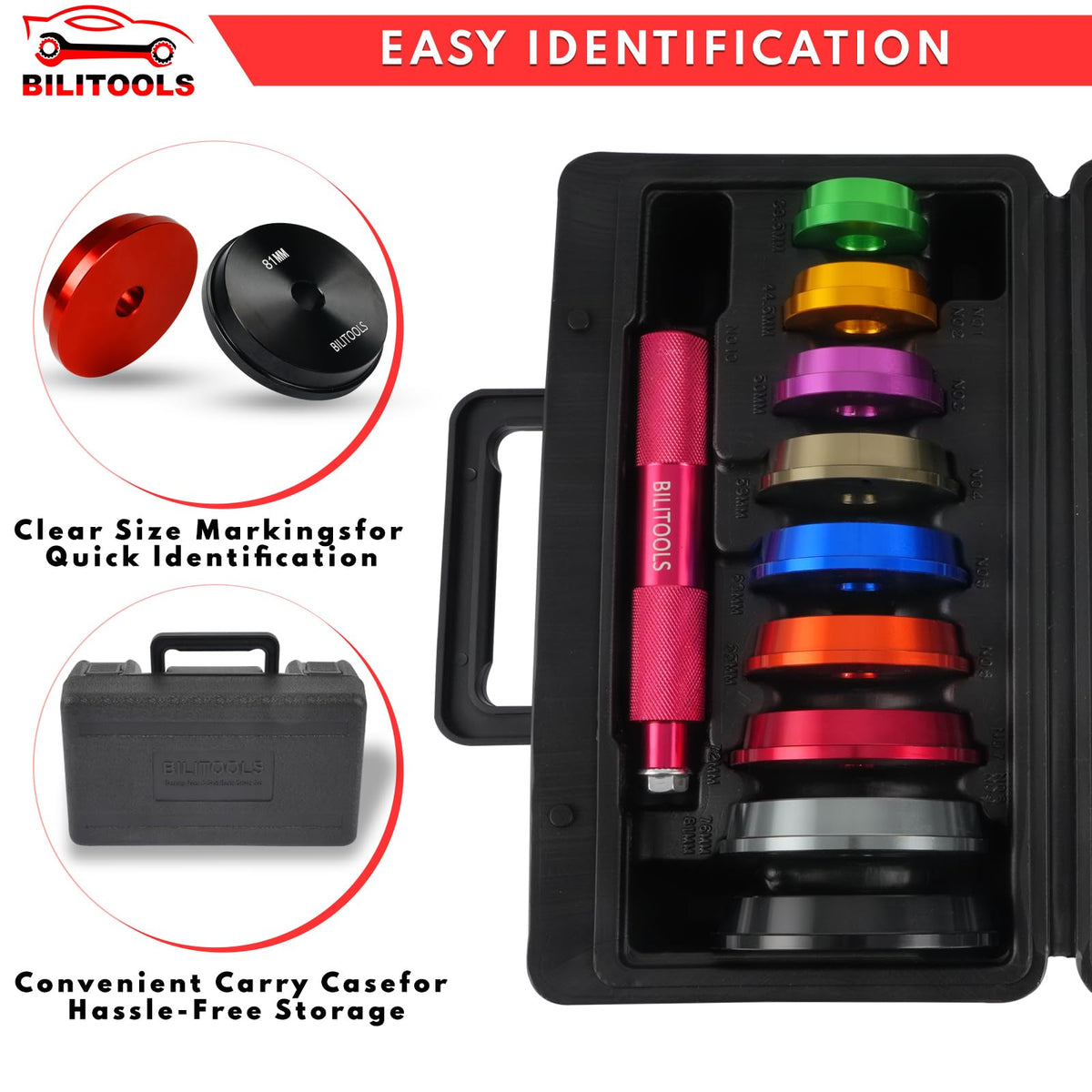 BILITOOLS set beside ruler showing metric diameters for quick size reference