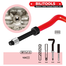 BILITOOLS spread of 304 stainless helicoil inserts highlighting corrosion resistance benefit