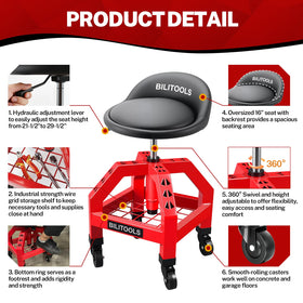 BILITOOLS stool beside toolbox showing scale and workshop compatibility