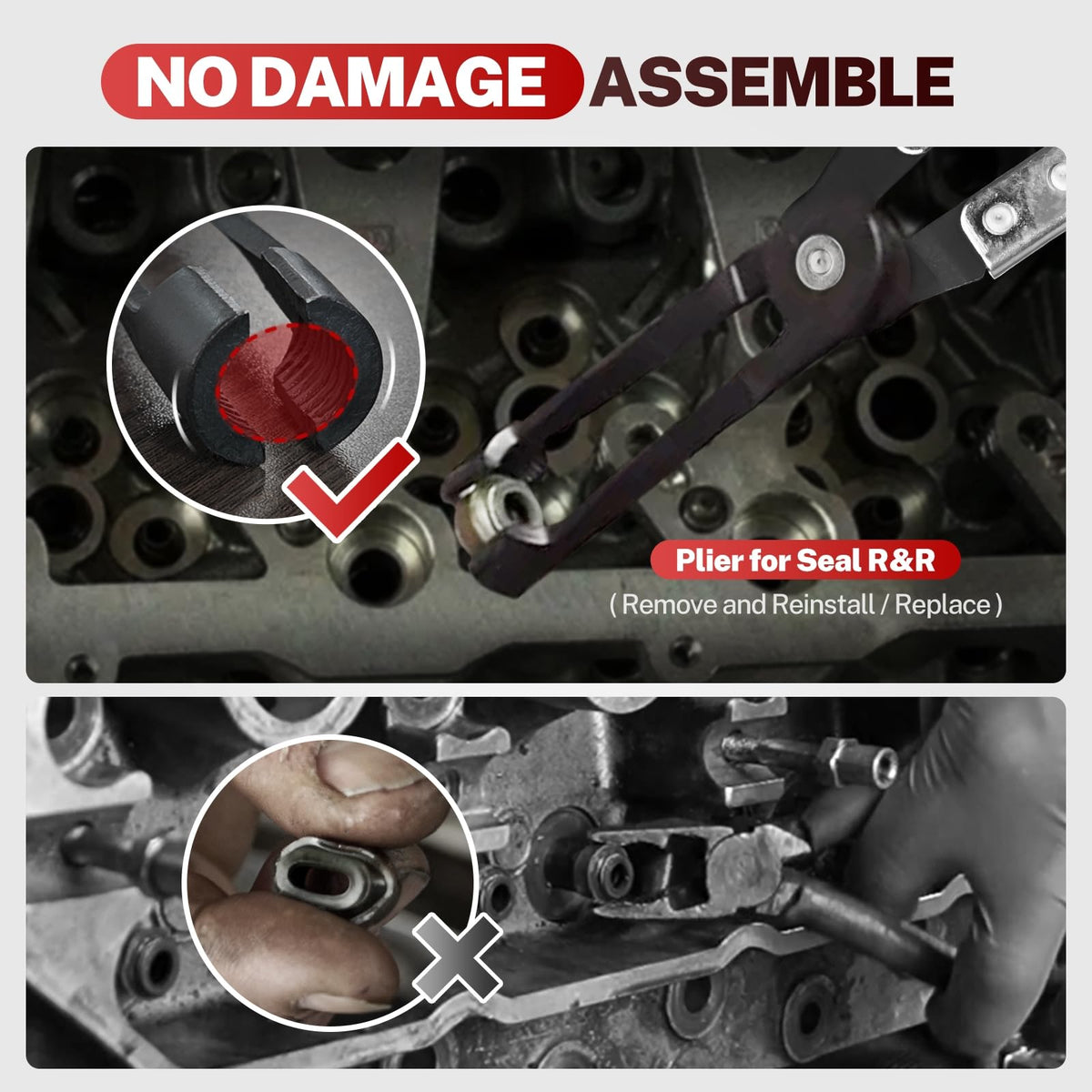 BILITOOLS straight seal plier gripping a valve stem in tight area