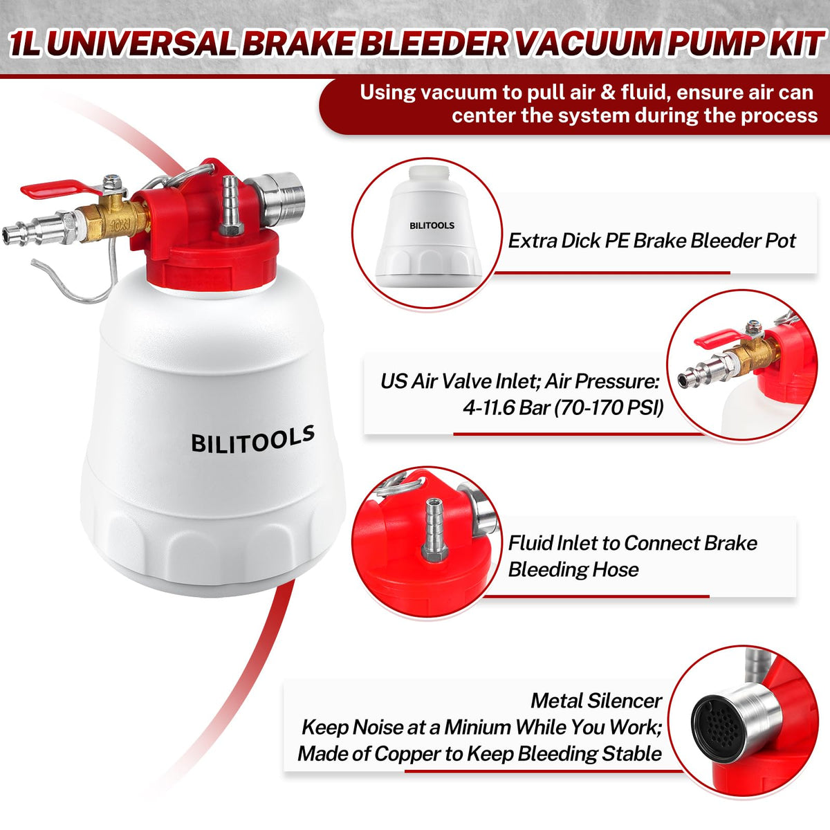 BILITOOLS transparent drain hose showing fluid flow to monitor old fluid removal