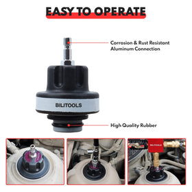 BILITOOLS vacuum refill adapter in use removing air pockets during fill