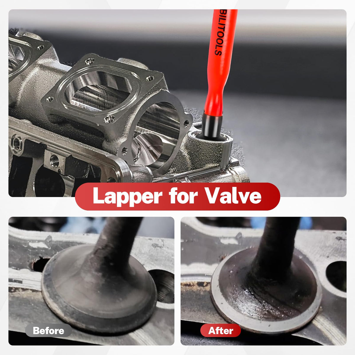 BILITOOLS valve lappers with pads showing finishing capability