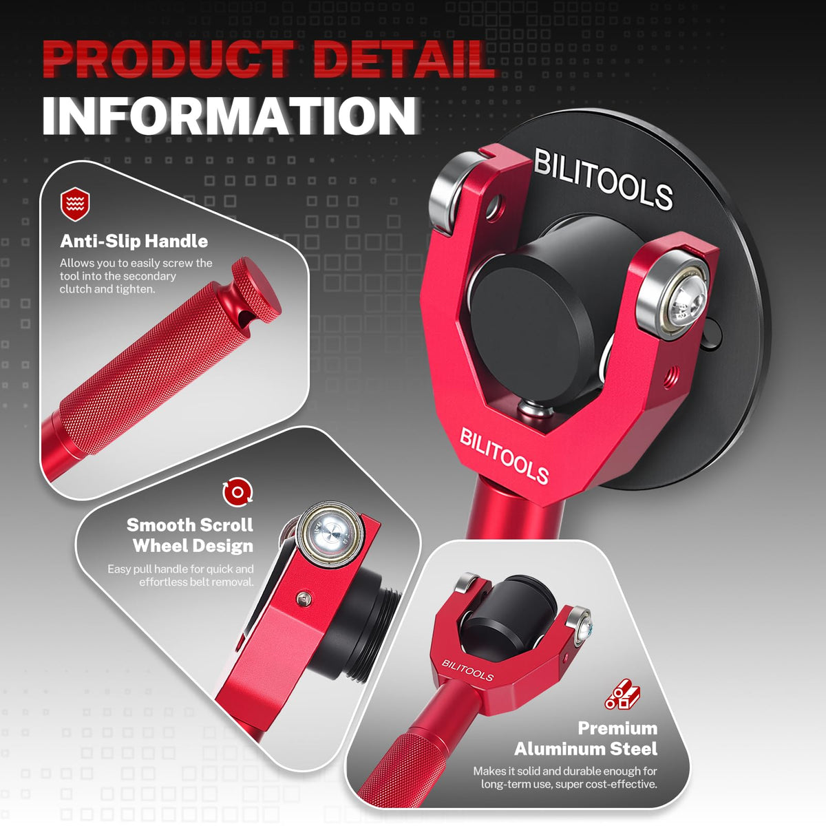 BILITOOLS X3 close-up of roller and textured handle offering secure grip benefit