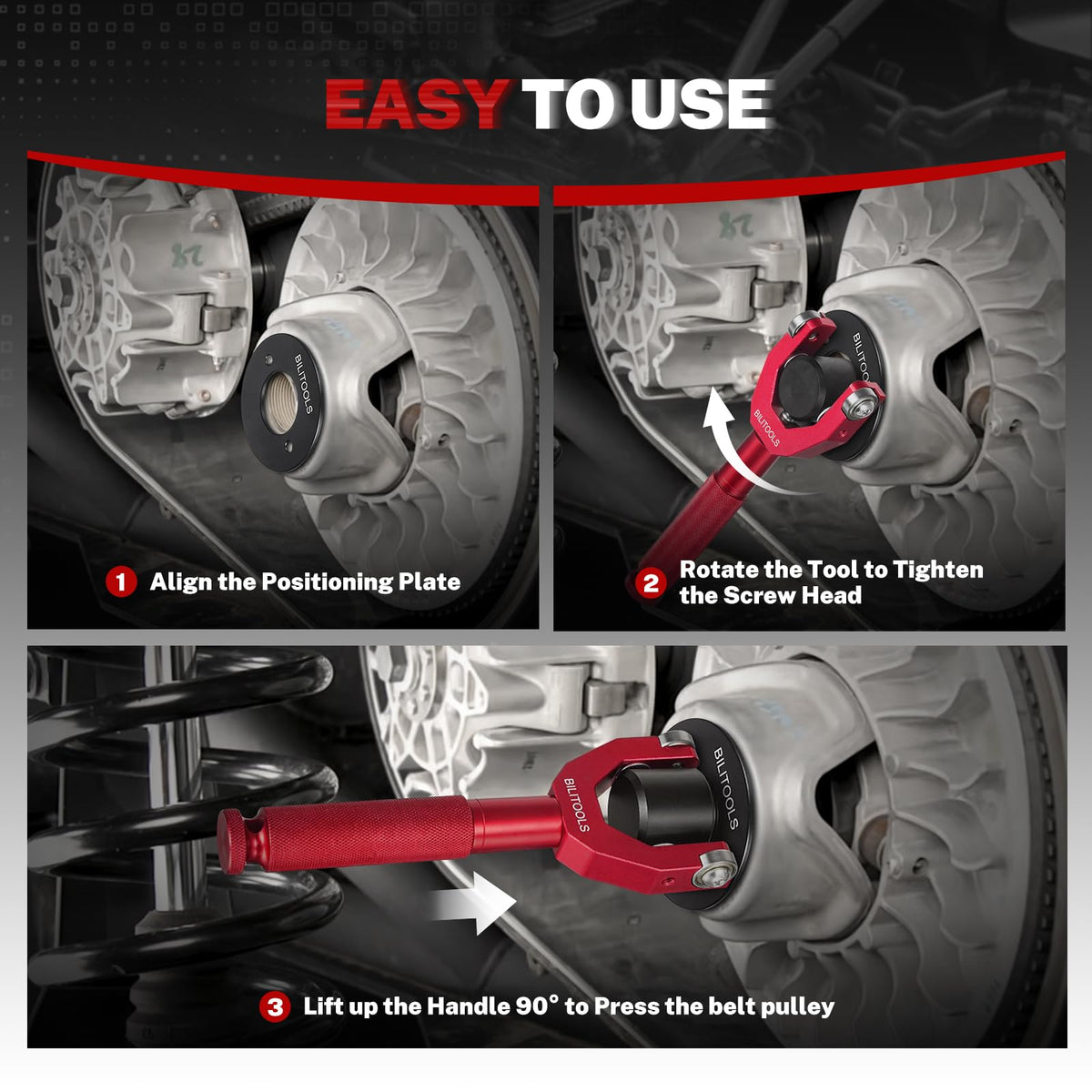 BILITOOLS X3 in use on a Can-Am Maverick clutch enabling quick belt removal