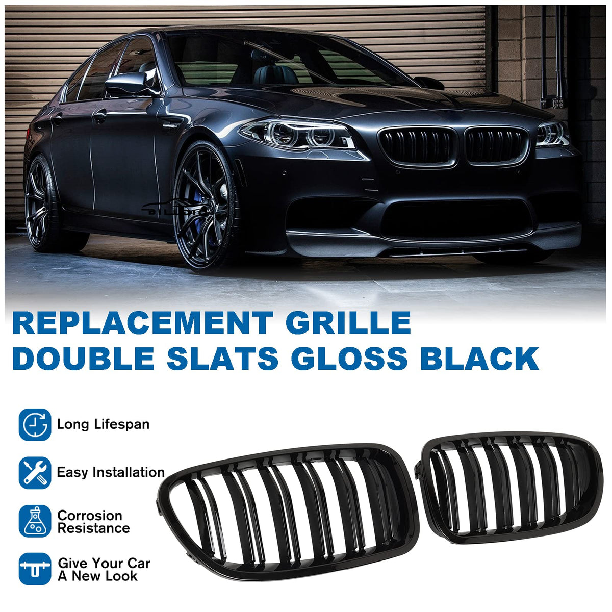 BILLDIO side profile showing grille fitment at bumper opening for accuracy