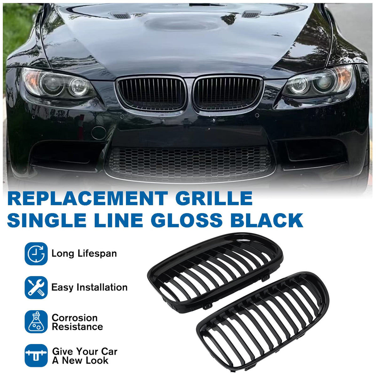 BILLDIO installed on E90 front end illustrating cohesive sporty transformation