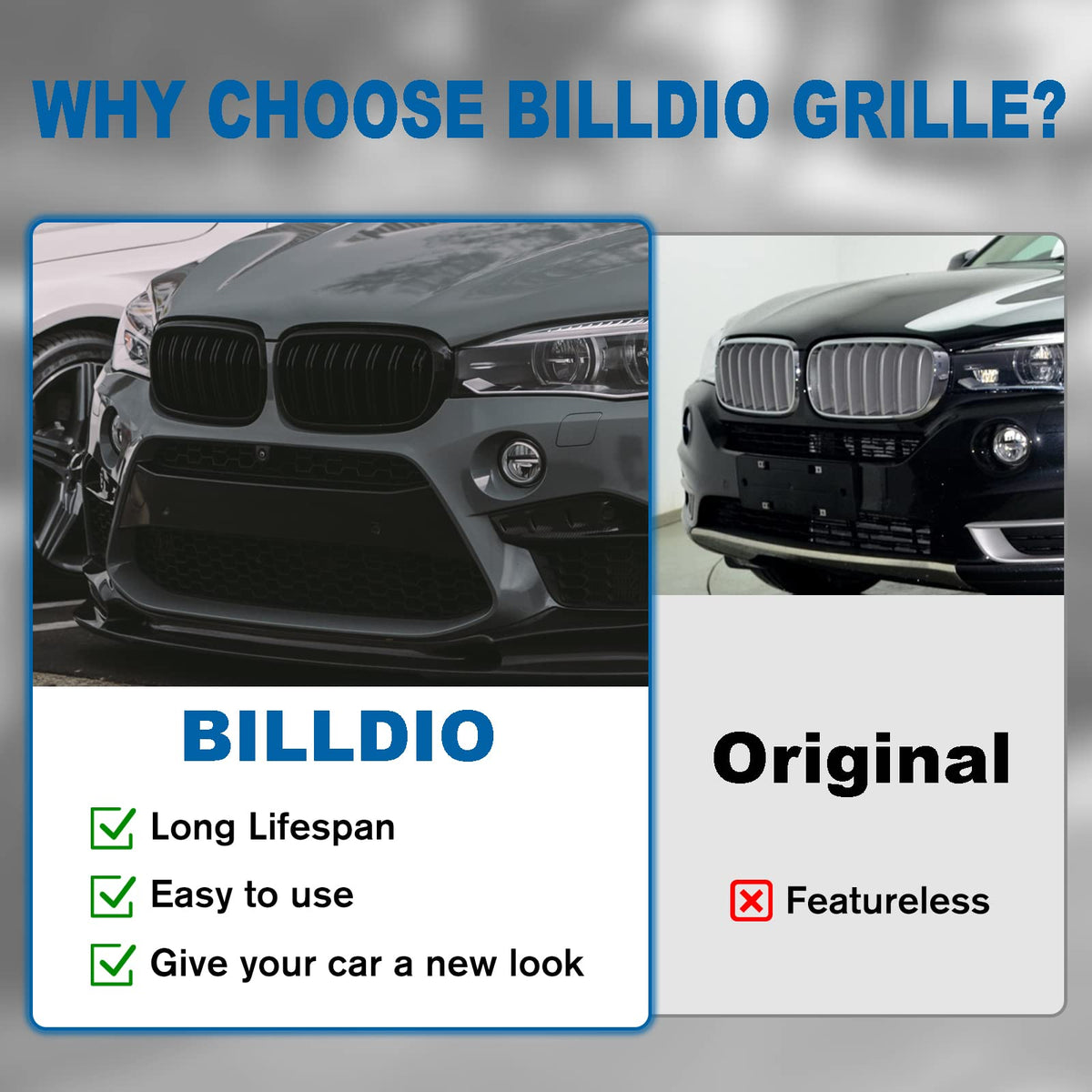 BILLDIO grille beside a hand showing scale and easy handling