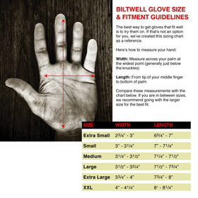 Biltwell size scale with ruler showing accurate sizing reference