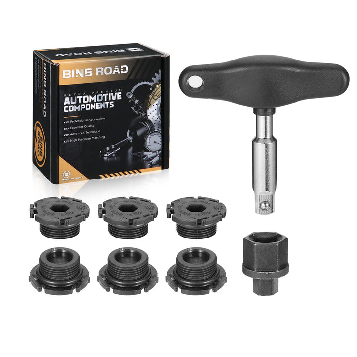 BINB ROAD front view of drain plug and tool showing durable design and quick-fit benefit