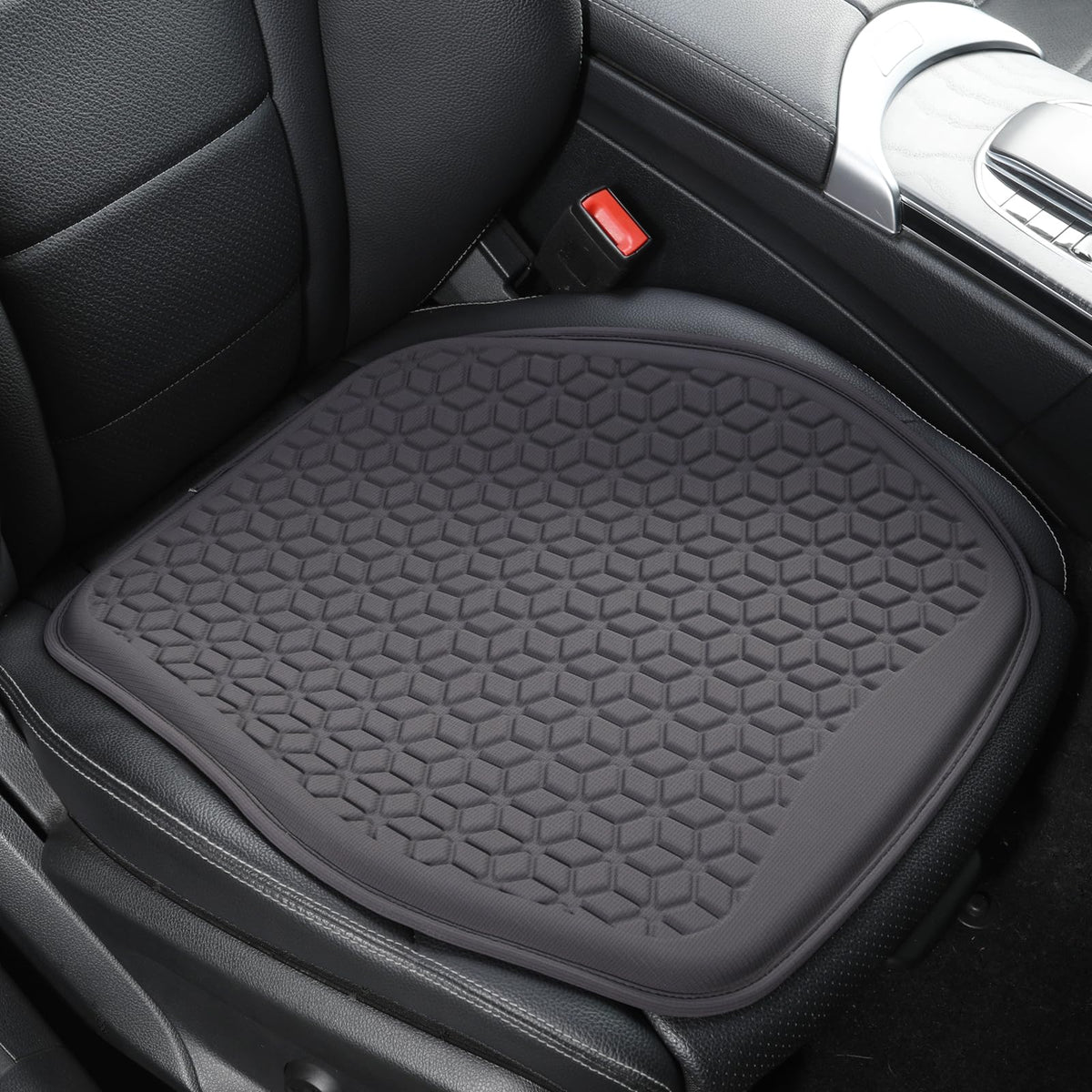 Binsheo front view of slim gel seat cushion showing full coverage and sleek design for comfort